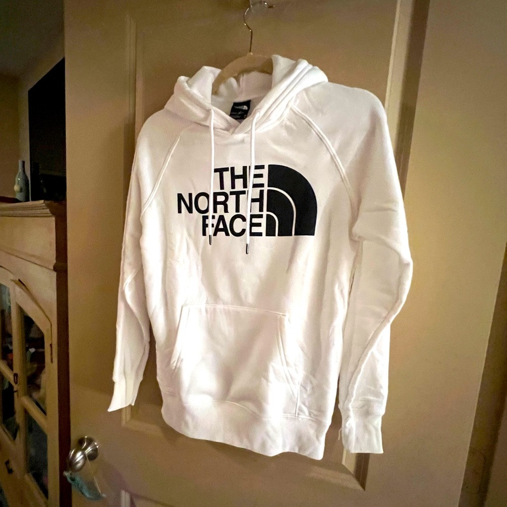 The North Face white pullover hoodie, size XS